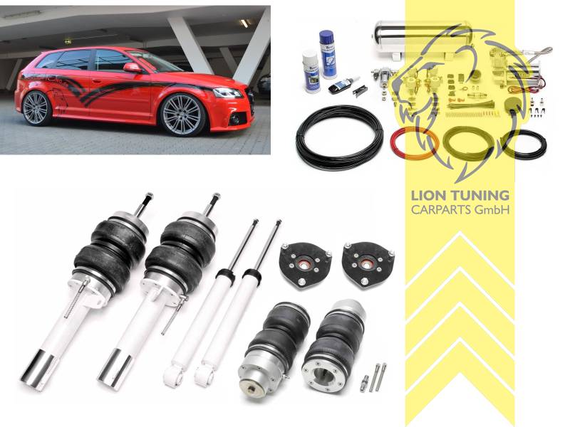 nur für Fahrzeuge mit Allrad, 11,5L Tank chrom / ViAir Kompressor chrom, fest, weiss, Wir empfehlen die Verwendung kürzerer Koppelstangen, Für Fahrzeuge mit einem Federbeinklemmdurchmesser an der Vorderachse von 50mm oder 55mm ( Adapterhülse liegt bei ), Stahl verzinkt, Eintragungspflichtig / Teilegutachten wird nach Kauf spezifisch ausgestellt